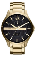 Armani Exchange Hampton AX2122 Men's Chronograph Watch - Black Dial with Gold Stainless Steel Strap