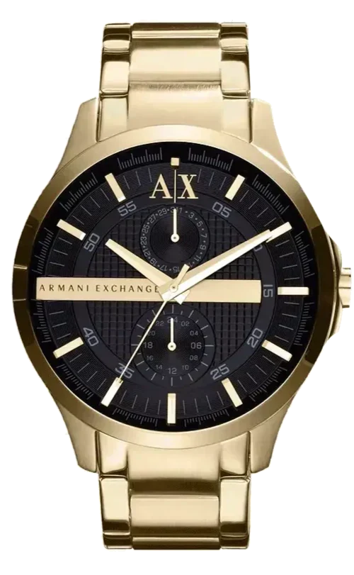 Armani Exchange Hampton AX2122 Men's Chronograph Watch - Black Dial with Gold Stainless Steel Strap